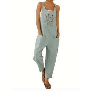 NWT Gracila Floral Embroidered Relaxed Jumpsuit